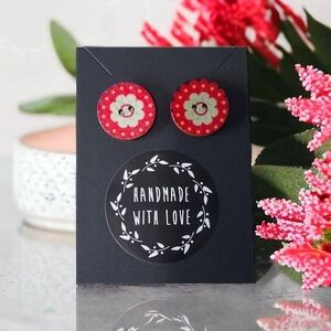 Handcrafted Eco Chic Wooden Button Earrings Unique Design